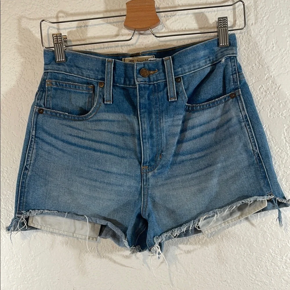 MADEWELL The Perfect Jean Short High Rise Light Wash Cut Off Denim Shorts Cotton
